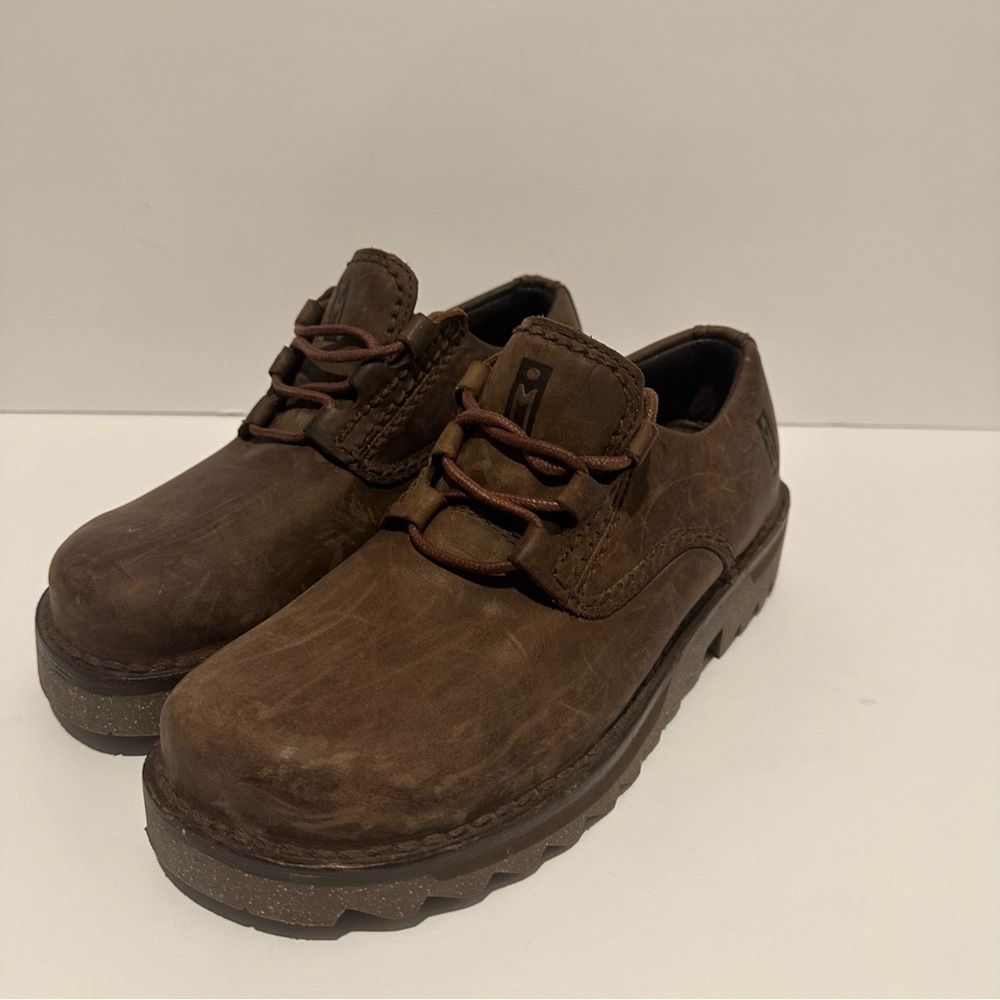 Mozo Steel Toe Boots Men's 7.5 Brown Leather Lace Up Slip Resistant Work Casual